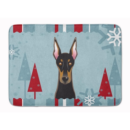 Carolines Treasures Winter Holiday Doberman Machine Washable Memory Foam Mat BB1741RUG